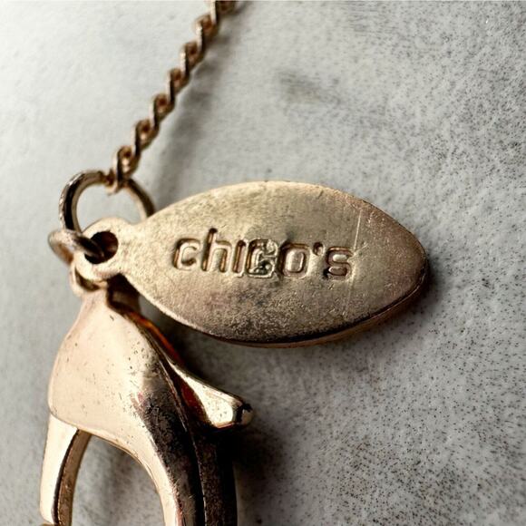 Chico's Rose Gold Tone Chain Link Rhinestone Pendant Necklace ✨ - Picture 9 of 9